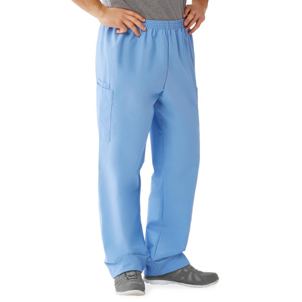 AngelStat Unisex Cargo Scrub Pants with Elastic Waist - Ceil Blue