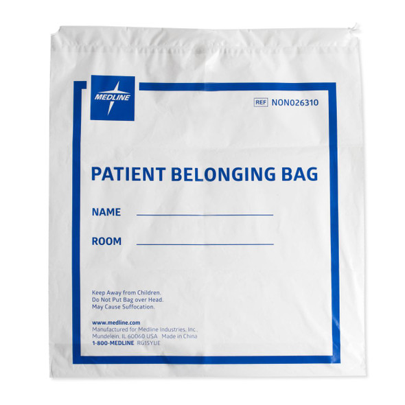 Medline Plastic Patient Belongings Bags with Drawstring