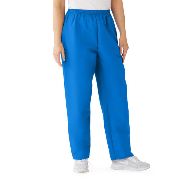 ComfortEase Women's Elastic Waist Scrub Pants with 2 Pockets - Royal Blue