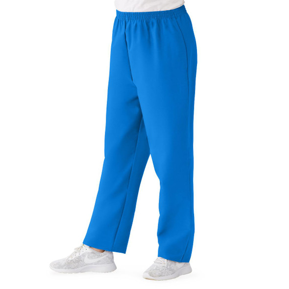 ComfortEase Women's Elastic Waist Scrub Pants with 2 Pockets - Royal Blue