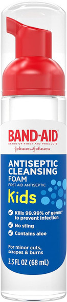 Band-Aid Brand First Aid Antiseptic Cleansing Foam for Kids, 2.3 fl. Oz