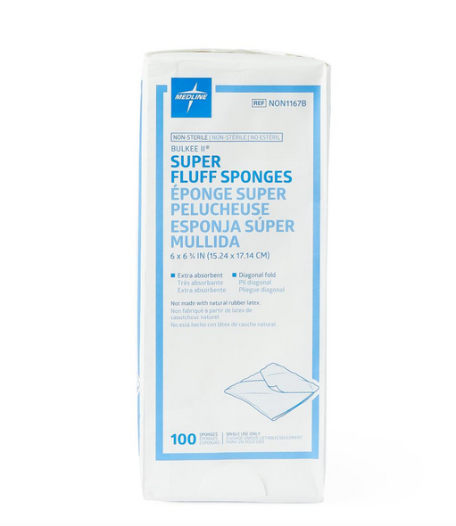 Medline Nonsterile Bulkee II Extra Absorbent Super Fluff Sponge
