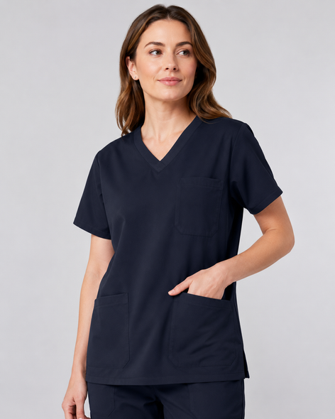 Classico 345 Unisex PACK Daily Essential Scrub Top — Lightweight Quick-Dry Medical Workwear, Deep Navy, XXXS–XXL