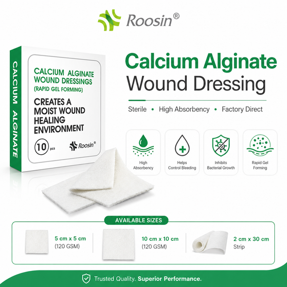 ROOSIN Calcium Alginate Wound Dressing — Sterile, High-Absorbency | Factory-Direct