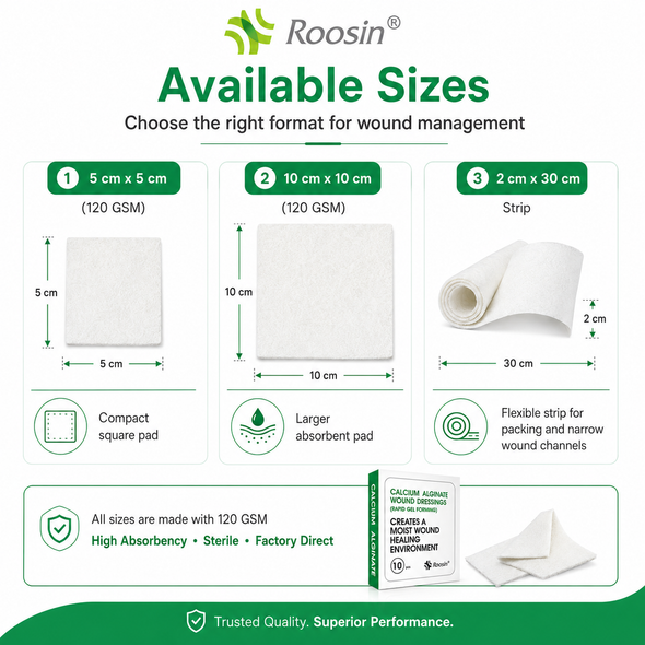 ROOSIN Calcium Alginate Wound Dressing — Sterile, High-Absorbency | Factory-Direct
