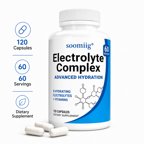 Electrolyte Complex Capsules – Calcium, Magnesium, Zinc + Vitamins B6 & B12 | 120 Count | Hydration & Mineral Support