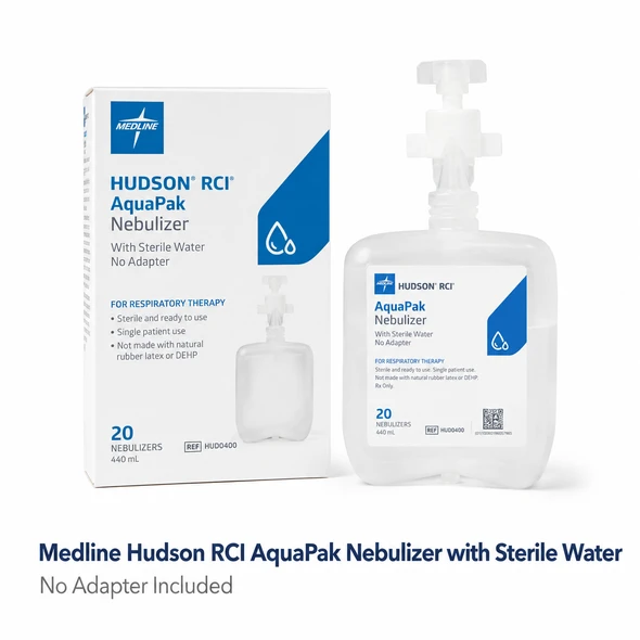 Medline Hudson RCI® AquaPak® Nebulizer with Sterile Water, No Adapter – 440 mL, 760 mL or 1,070 mL