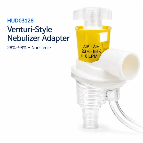 Medline Hudson RCI® Venturi-Style Nebulizer Adapter for AquaPak®, Nonsterile – 28%–98% or 33%–98%
