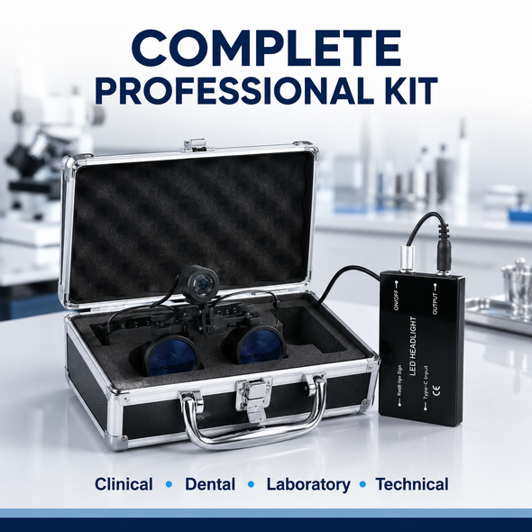 Professional Binocular Surgical Loupes with 3W/5W LED Headlight and Metal Carrying Case – 2.5×/3.5×