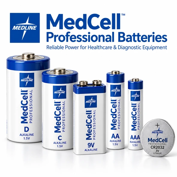 Medline MedCell Professional Batteries | AA, AAA, C, D, 9V & CR2032 | Medical-Grade Power Supply