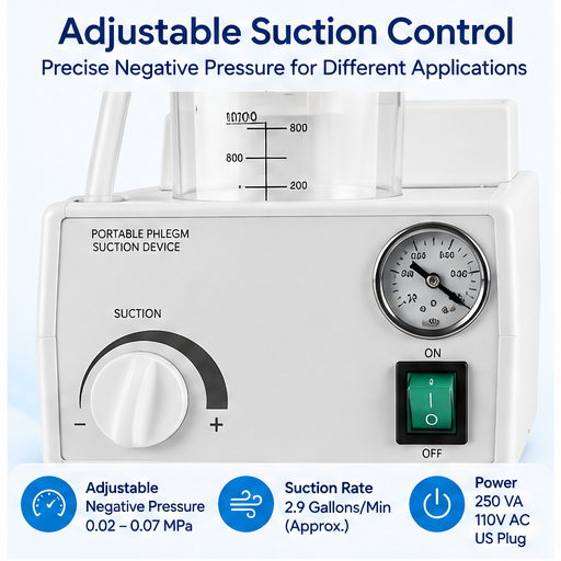 Portable Electric Suction Machine — 1000 mL, 110V, Adjustable Vacuum