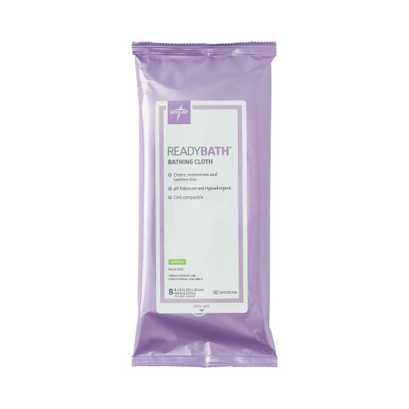 Medline ReadyBath Total Body Cleansing Standard Weight Washcloths – Rinse-Free, Premoistened Bathing Wipes