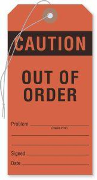 "Caution - Out of Order" Equipment Tag Labels