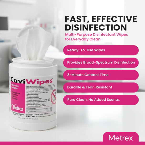 CaviWipes Disinfecting Towelettes – Medical‑Grade, Tuberculocidal, Virucidal & Bactericidal Surface Wipes (Bulk Canisters for Clinics, Labs, Dental & Healthcare Facilities)