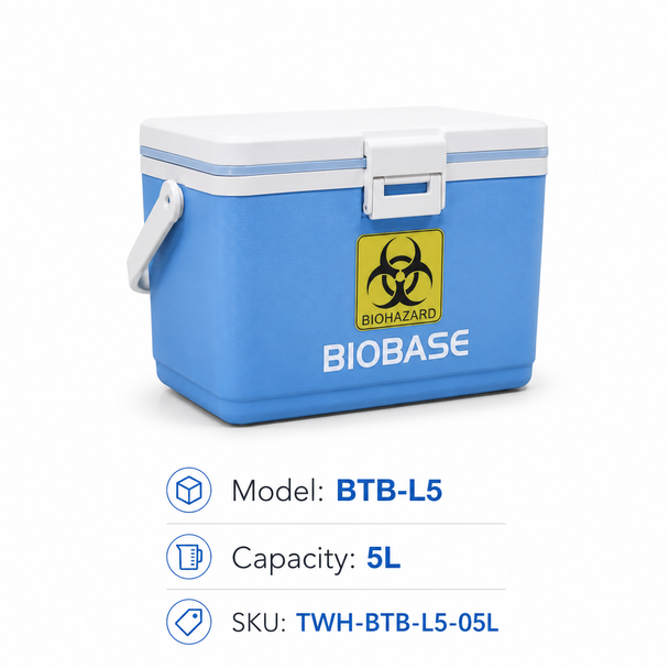 BIOBASE BTB-L Series Passive Medical Transport Cooler — 5L to 85L PU-Insulated Cold Chain Storage Box | Non-Powered