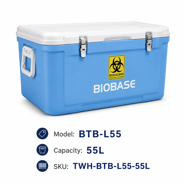 BIOBASE BTB-L Series Passive Medical Transport Cooler — 5L to 85L PU-Insulated Cold Chain Storage Box | Non-Powered