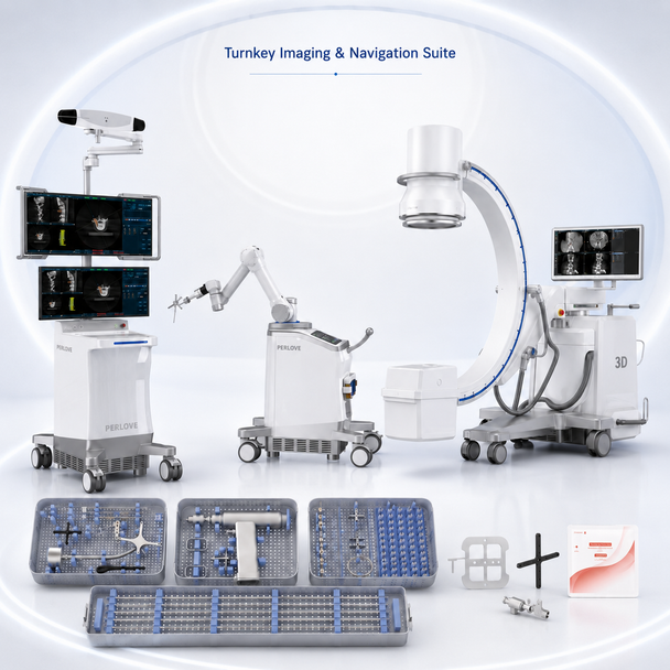 Perlove Medical PL300B Spine Surgical Robotic Navigation & Positioning System with Integrated 3D C-Arm — Complete Turnkey Surgical Suite with Installation, Clinical Training, Toolkits and Consumables