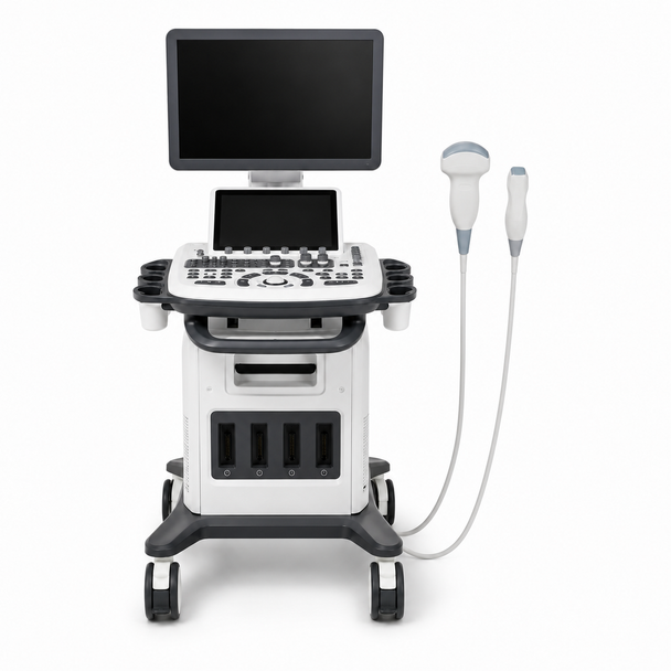 MSLCU46002 Trolley Color Doppler Ultrasound System — 19-Inch HD Monitor, 10.4-Inch Touchscreen, 3D/4D Imaging, Four Probe Ports | Two-Probe Configuration