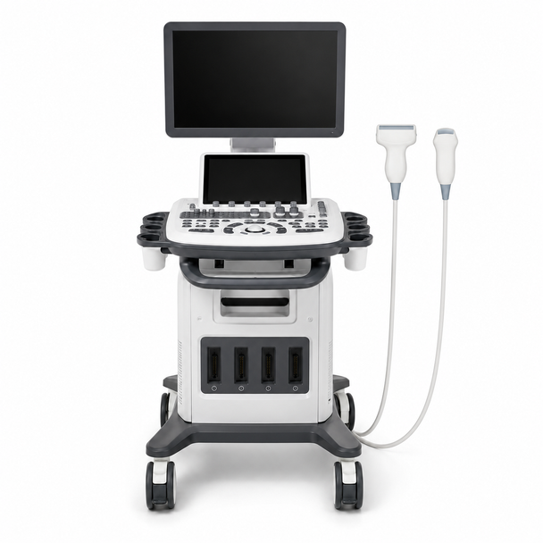MSLCU46002 Trolley Color Doppler Ultrasound System — 19-Inch HD Monitor, 10.4-Inch Touchscreen, 3D/4D Imaging, Four Probe Ports | Two-Probe Configuration