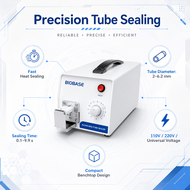BIOBASE Blood Bag Tube Sealer Series — Medical PVC Blood Collection Tubing Heat Sealing Systems | Manual, Automatic & Multi-Voltage Models