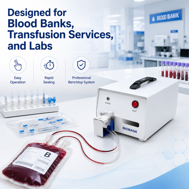 BIOBASE Blood Bag Tube Sealer Series — Medical PVC Blood Collection Tubing Heat Sealing Systems | Manual, Automatic & Multi-Voltage Models