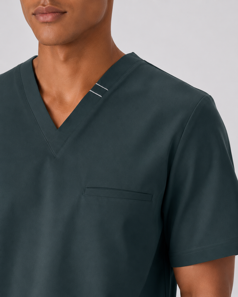 Classico U01 Men’s DECO Elegant Stretch Scrub Top — Green, Lightweight Wool-Like Performance Medical Uniform | US/EU Sizes S–XXL