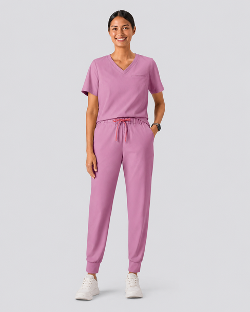 Classico H09 Women’s MOVE Premium Motion Pullover Scrub Top — Purple, Lightweight High-Stretch Quick-Dry Medical Uniform | US/EU Sizes S–XXL