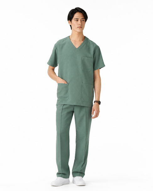 Classico 324 Men’s TRO Airy Dry Scrub Top — Lightweight Quick-Dry Medical Workwear, Sage Green, S–XXL