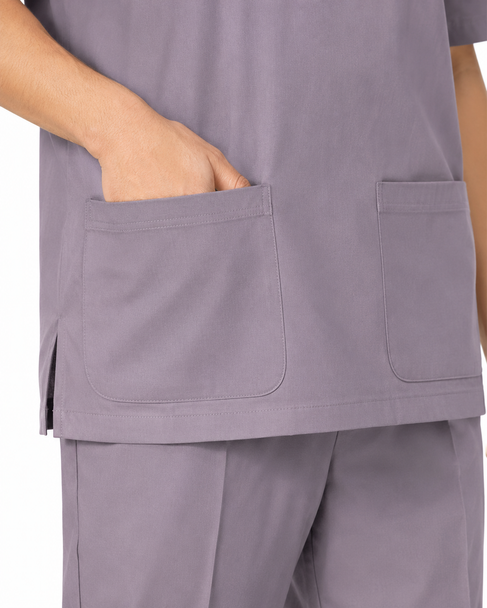 Classico 166 Men’s DEO Anti-Odor Fresh Scrub Top — Antibacterial Odor-Control Medical Workwear, Purple Gray, S–XXL