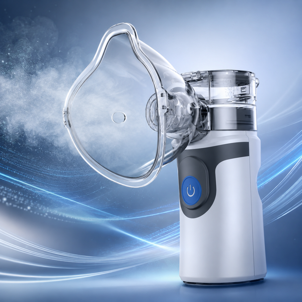 JA-UN101 Portable Rechargeable Mesh Nebulizer – Handheld Low-Noise Aerosol Delivery System with Adult and Pediatric Masks, 10 mL Medication Cup