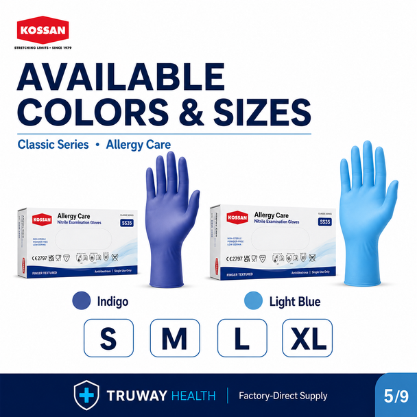 Kossan SS35 Allergy Care Nitrile Examination Gloves