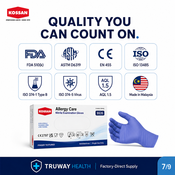 Kossan SS35 Allergy Care Nitrile Examination Gloves
