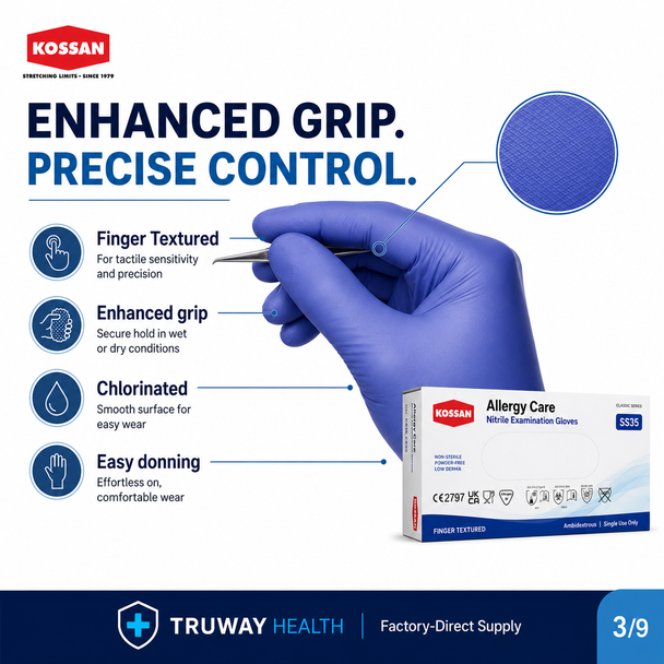 Kossan SS35 Allergy Care Nitrile Examination Gloves