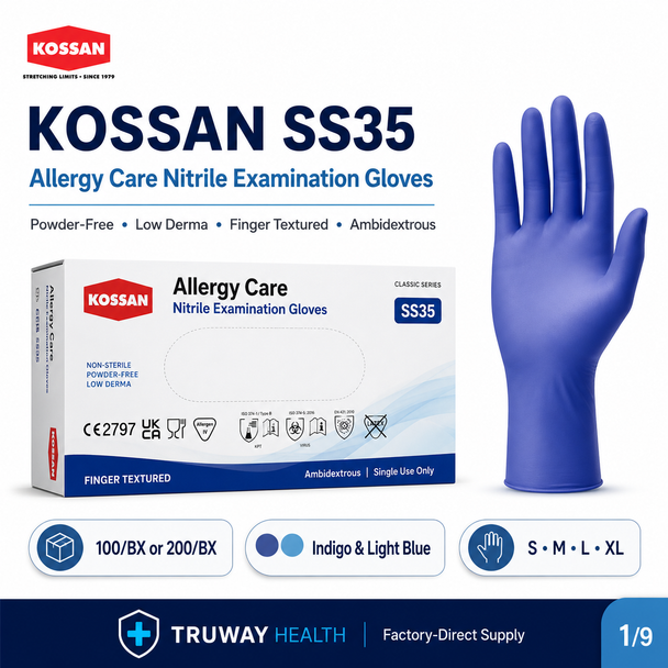 Kossan SS35 Allergy Care Nitrile Examination Gloves