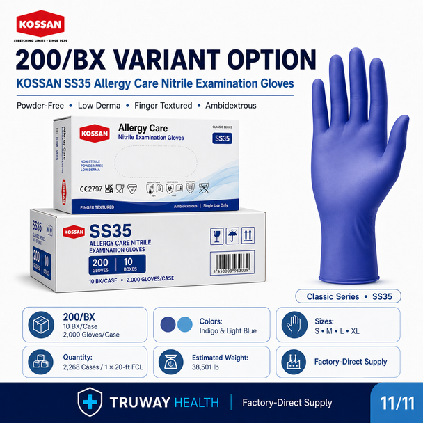 Kossan SS35 Allergy Care Nitrile Examination Gloves