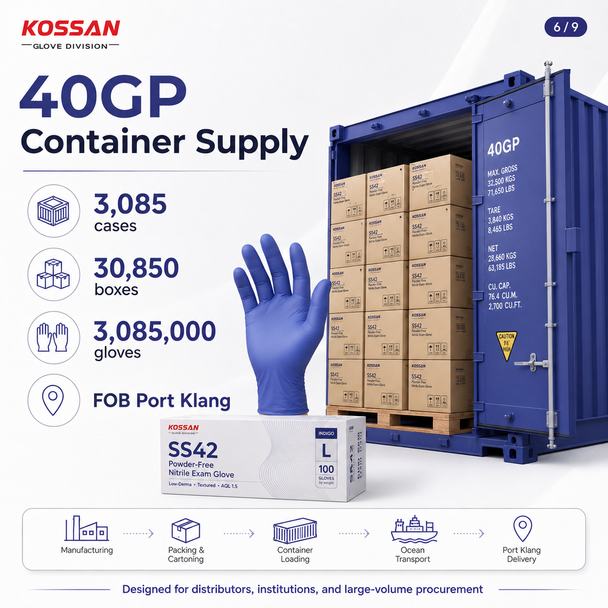 Kossan Allergy Care SS42 Powder-Free Nitrile Examination Gloves