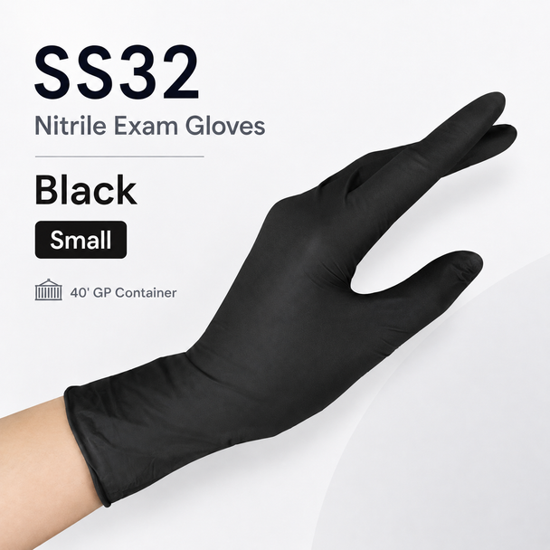Kossan SS32 Allergy Care Nitrile Exam Gloves — 40′ GP Container