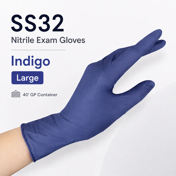 Kossan SS32 Allergy Care Nitrile Exam Gloves — 40′ GP Container