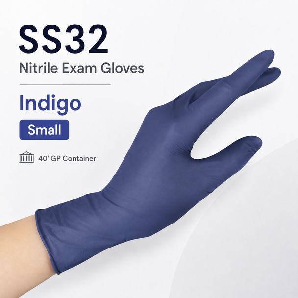 Kossan SS32 Allergy Care Nitrile Exam Gloves — 40′ GP Container