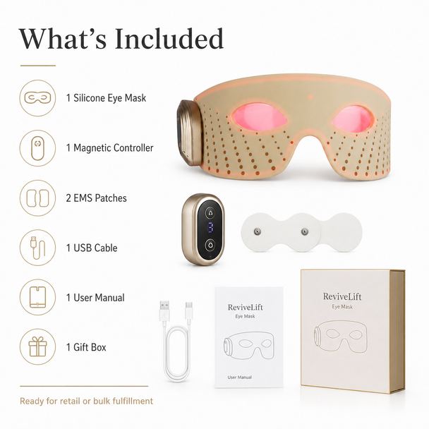ReviveLift KFB310 Wireless LED + EMS Eye Mask — 3,000-Piece Pallet