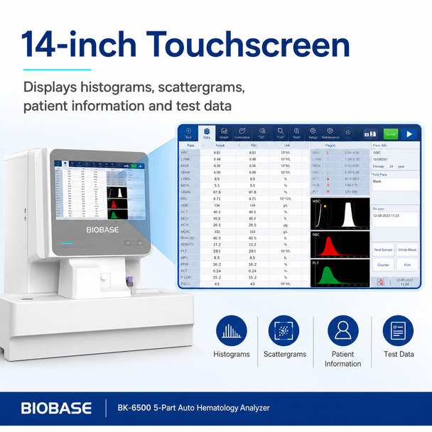 BIOBASE BK-6500 5-Part Auto Hematology Analyzer with 50-Position Auto Loader