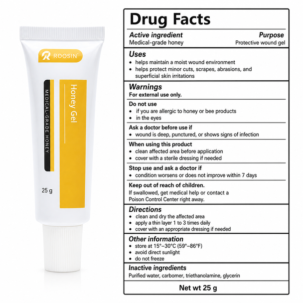 ROOSIN Honey Gel Wound Care Gel — 25 g Tube