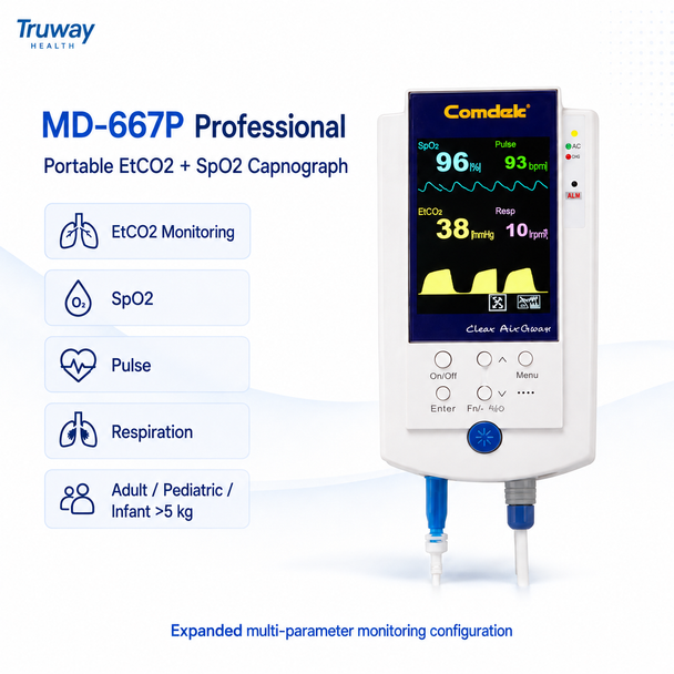 Truway Health Portable Capnography Monitoring System — EtCO₂ & EtCO₂ + SpO₂ Configurations