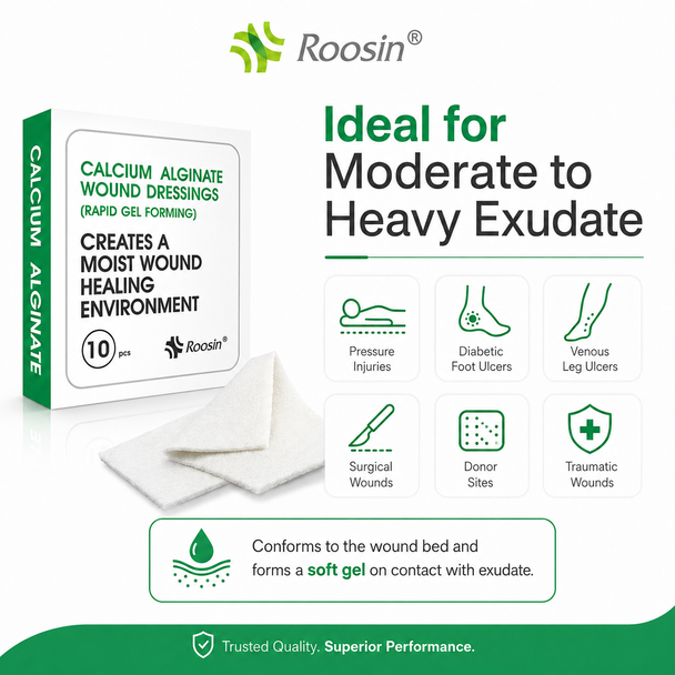 ROOSIN Calcium Alginate Wound Dressing — Sterile, High-Absorbency | Factory-Direct