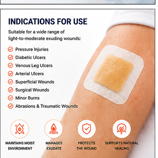 ROOSIN® Hydrocolloid Wound Dressing with Border — Sterile, Waterproof, Gel-Forming | Factory-Direct