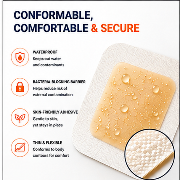 ROOSIN® Hydrocolloid Wound Dressing with Border — Sterile, Waterproof, Gel-Forming | Factory-Direct