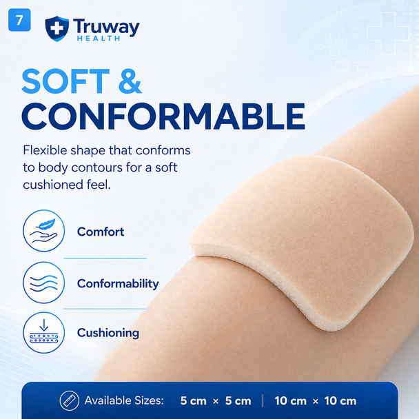 ROOSIN PU Foam Wound Dressing | High-Absorbency Polyurethane Foam | 5×5 cm & 10×10 cm | Factory-Direct