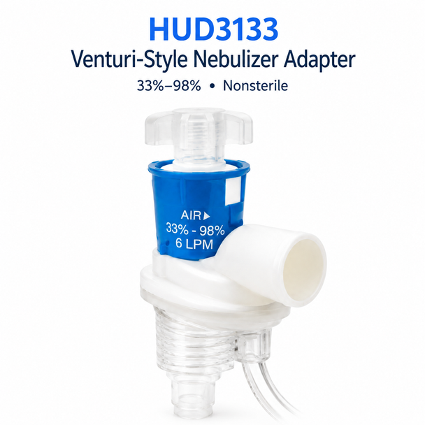 Medline Hudson RCI® Venturi-Style Nebulizer Adapter for AquaPak®, Nonsterile – 28%–98% or 33%–98%