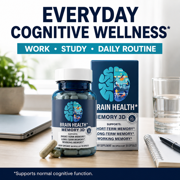 Memory 3D™ Cognitive Support Nootropic Dietary Supplement – 50 Capsules