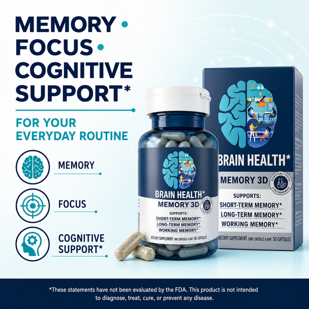 Memory 3D™ Cognitive Support Nootropic Dietary Supplement – 50 Capsules